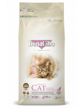 BonaCibo Cat Adult Light & Sterilized для дорослих стерилізованих кішок всіх порід (курка, анчоуси та рис)