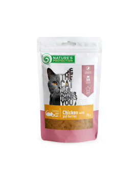 Nature's Protection snack for cats with chicken and goji berries  Ласощі для котів, снеки з курки з ягодами годжі 75 г