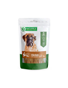 Nature's Protection snack for dogs chicken strips with sesame Ласощі для собак, смужки з курки з кунжутом 75 г