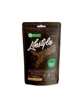 Nature's Protection Lifestyle snack for dogs soft rabbit dices with chia seeds  Ласощі для собак, скибочки кролятини з насінням чіа 75 г