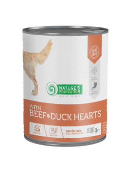 Nature's Protection with Beef & Duck Hearts вологий корм для собак з яловичиною та качиним серцем 800 гр