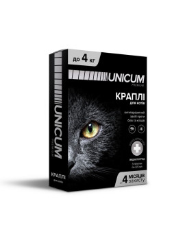Unicum PREMIUM краплі від бліх та кліщів для котів 0-4 кг