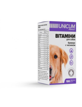 Unicum PREMIUM вітаміни для собак Бреверс з часником 100г. 100 табл.