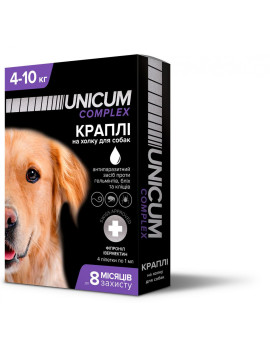 Unicum COMPLEX краплі від бліх, кліщів та гельмінтів на холку для собак 4-10 кг