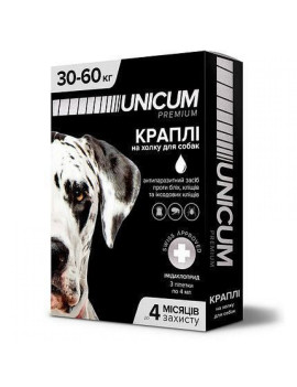 Unicum COMPLEX краплі від бліх, кліщів та гельмінтів на холку для собак 30-60 кг