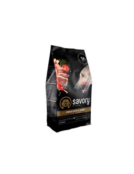 Сухий корм Savory для собак усіх порід, зі свіжою качкою й кроликом