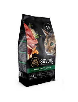 Сухий корм Savory для котів гурманів, зі свіжою індичкою та качкою