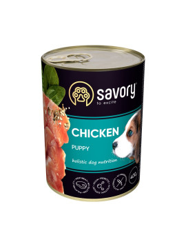 Вологий корм Savory для цуценят усіх порід, з куркою