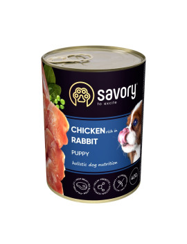 Вологий корм Savory для цуценят усіх порід, з кроликом і куркою