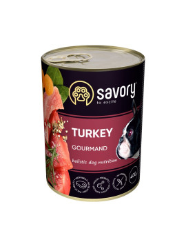 Вологий корм для дорослих собак Savory з індичкою