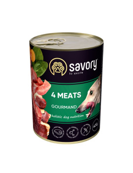 Вологий корм для дорослих собак Savory з чотирма видами м'яса