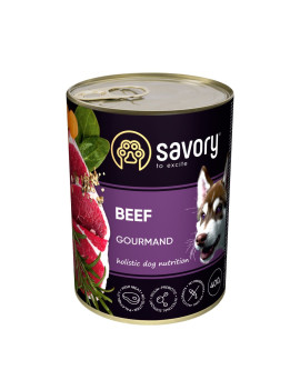 Вологий корм для дорослих собак Savory з яловичиною