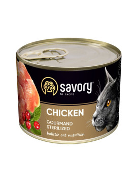 Вологий корм для стерилізованих котів Savory з куркою