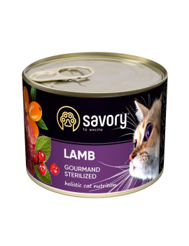 Вологий корм для стерилізованих котів Savory з ягням