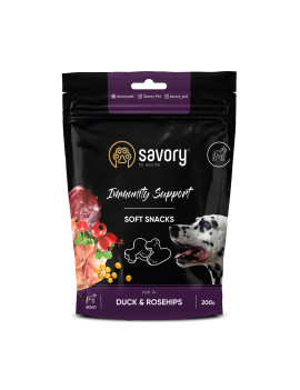 М'які ласощі Savory для зміцнення імунітету собак, качка та шипшина 