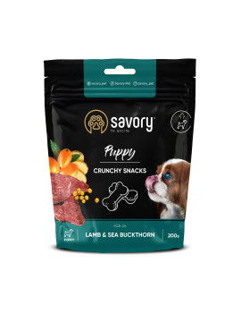 Хрусткі ласощі Savory для здорового росту цуценят, ягня та обліпиха
