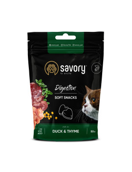 М'які ласощі Savory для покращення травлення котів, качка з чебрецем, 50 г