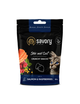 Хрусткі ласощі Savory для здоров'я шкіри та шерсті, лосось із малиною 50 г