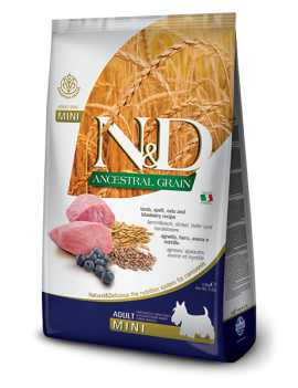Сухий корм Farmina (Фарміна) N & D Low Grain Dog Lamb and Blueberry Adult Mini для дорослих собак малих порід з ягням