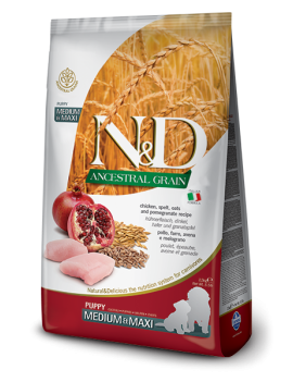 Сухий корм Farmina (Фарміна) N & D Low Grain Dog Chicken & Pomegranate Puppy Medium & Maxi для цуценят середніх і великих порід з куркою