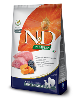 Сухий корм Farmina (Фарміна) N & D Grain Free Pumpkin Dog Lamb & Blueberry Adult Medium & Maxi беззерновий для собак середніх і великих порід порід
