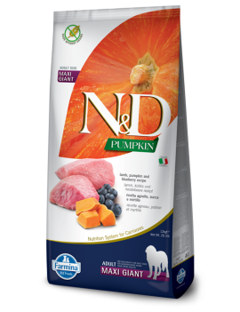 Сухий корм Farmina (Фарміна) N & D Grain Free Pumpkin Dog Lamb & Blueberry Adult Giant Maxi беззерновий для собак гігантських порід, з ягням