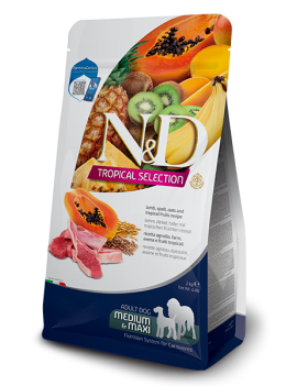 Farmina N&D TROPICAL SELECTION Сухий низькозерновий корм для собак середніх і великих порід із ягням і тропічними фруктами