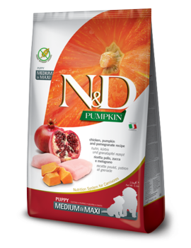 Сухий корм Farmina (Фарміна) N & D Grain Free Pumpkin Dog Chicken & Pomegranate Puppy Medium & Maxi беззерновий для цуценят середніх і великих порід, з куркою
