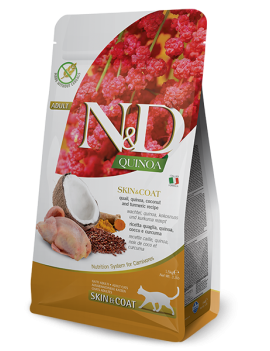 Farmina (Фарміна) N&D Grain Free Prime Cat Quinoa Skin&Coat Adult беззерновий для дорослих кішок, з перепелом, кокосом та куркумою