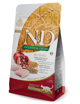 Farmina (Фарміна) N & D Low Grain Cat Neutered Chicken Adult низькозерновий для дорослих стерилізованих кішок, курка та гранат