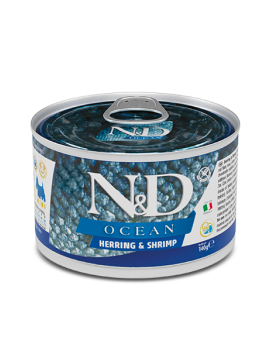 Вологий корм для собак дрібних порід Farmina N&D Grain Free Ocean Herring & Shrimp Adult Mini  з оселедцем, тріскою, тунцем і креветкою