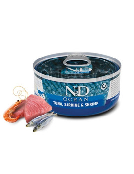 Farmina N&D Ocean Grain Free Cat Adult Tuna, Sardine & Shrimp Cans вологий корм для котів з тунцем, сардиною та креветками