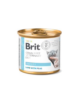 Вологий корм Brit GF VetDiet Obesity для котів, при ожирінні та надмірній вазі, з ягням