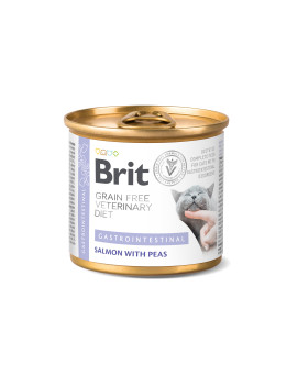 Вологий корм Brit GF VetDiet Gastrointestinal для котів, при захворюваннях шлунково-кишкового тракту, з лососем та горохом