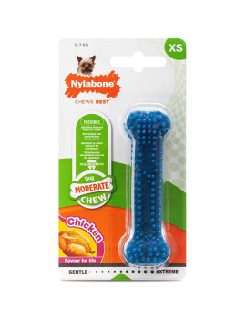 Nylabone Moderate Chew Dental Bone жувальна іграшка кістка для собак, СМАК КУРКИ (помірне гризіння)