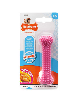 Nylabone Puppy Chew Dental Bone жувальна іграшка для цуценят до 7 кг, СМАК КУРКИ (легке гризіння) 