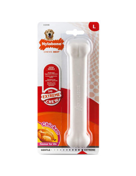 Nylabone Extreme Chew Bone жувальна іграшка кістка для собак, СМАК КУРКИ (інтенсивне гризіння), L