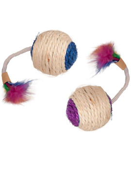 Flamingo Bouly Sisal Ball Feather ФЛАМІНГО СИЗАЛЕВИЙ М'ЯЧ з пір'ям іграшка для котів, 6 см