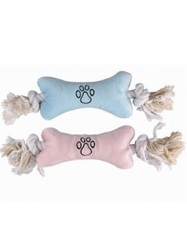 Flamingo PUPPY PLUSH BONE м'яка іграшка для цуценят у вигляді кісточки з мотузяними ручками
