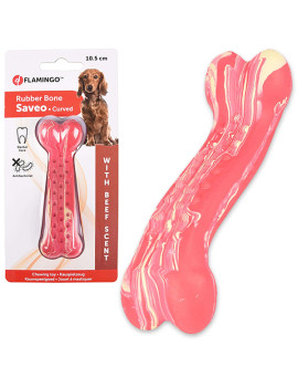 Flamingo Rubber Saveo Curved Bone Beef ФЛАМІНГО САВЕО ВИГНУТА КІСТКА жувальна іграшка для собак, смак яловичини