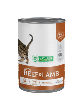 Nature's Protection with Beef & Lamb вологий корм з яловичиною та ягням для дорослих котів 400 гр