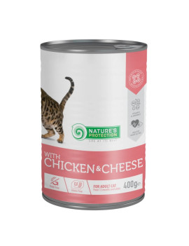 Nature's Protection with Сhicken & Сheese вологий корм з куркою і сиром для дорослих котів 400 гр
