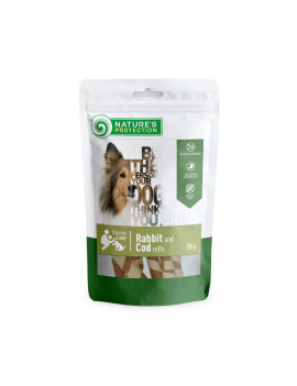 Nature's Protection snack for dogs rabbit and cod rolls  Ласощі для собак, роли з кролика та тріски 75 г