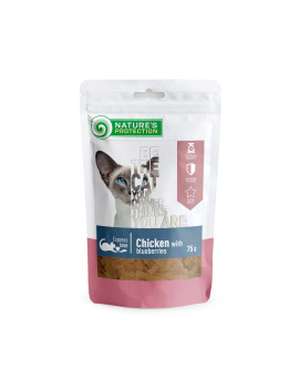 Nature's Protection, Snacks For Cats, With chicken and blueberries Ласощі для котів, снеки з курки з чорницею 75 г