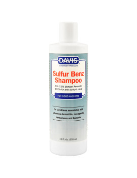 Davis Sulfur Benz Shampoo ДЕВІС СУЛЬФУР БЕНЗ шампунь з 2,5% пероксидом бензоїлу, сіркою, саліциловою кислотою для собак і котів із захворюваннями шкіри