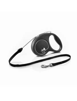 Рулетка Flexi Black Design для собак, трос, розмір S, 5 м