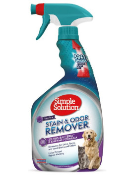 SIMPLE SOLUTION Stain and Odor Remover - універсальний засіб для нейтралізації запахів і видалення плям від життєдіяльності домашніх тварин зі свіжим квітковим ароматом, 945 мл