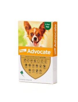 Elanco (Bayer) Advocate - краплі (0,4 мл) на холку для захисту собак від бліх, кліщів та гельмінтів, 1 уп. (3 піп.)