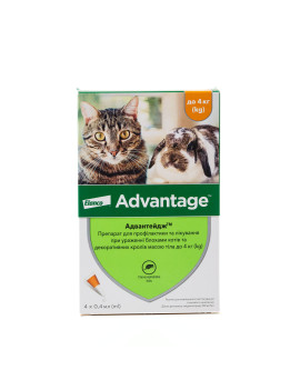 Elanco (Bayer) Advantage Краплі на холку від бліх для котів, 1 уп. (4 піп.)