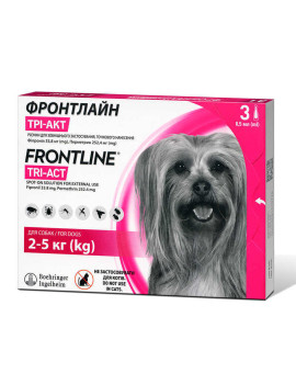 Frontline Tri-Act Протипаразитарний препарат від бліх, вошей, кліщів і комарів для собак, 3 піпетки